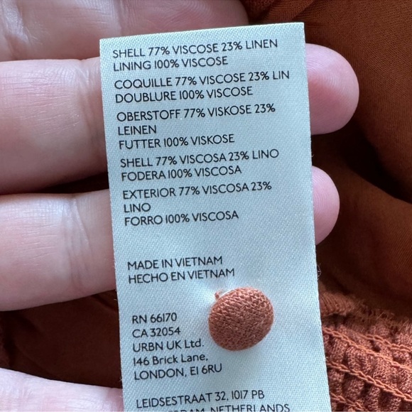 Anthropologie Brown Jumpsuit with Ruffled Sleeves and Wide Legs New Size: US L - Picture 8 of 9